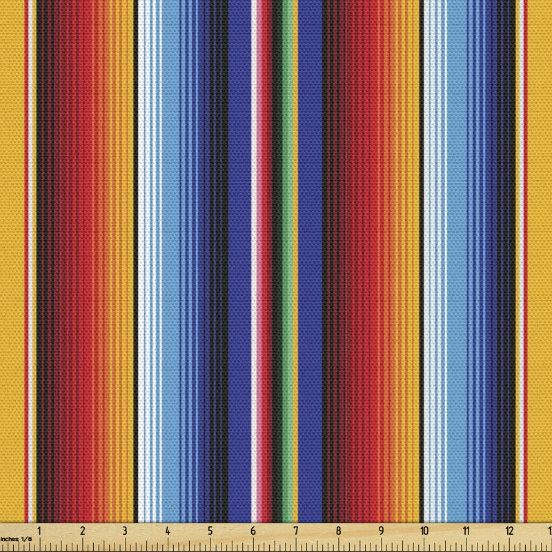 Geometrik Parça Kumaş Dikey Tekrarlanmış Rengarenk Şeritler