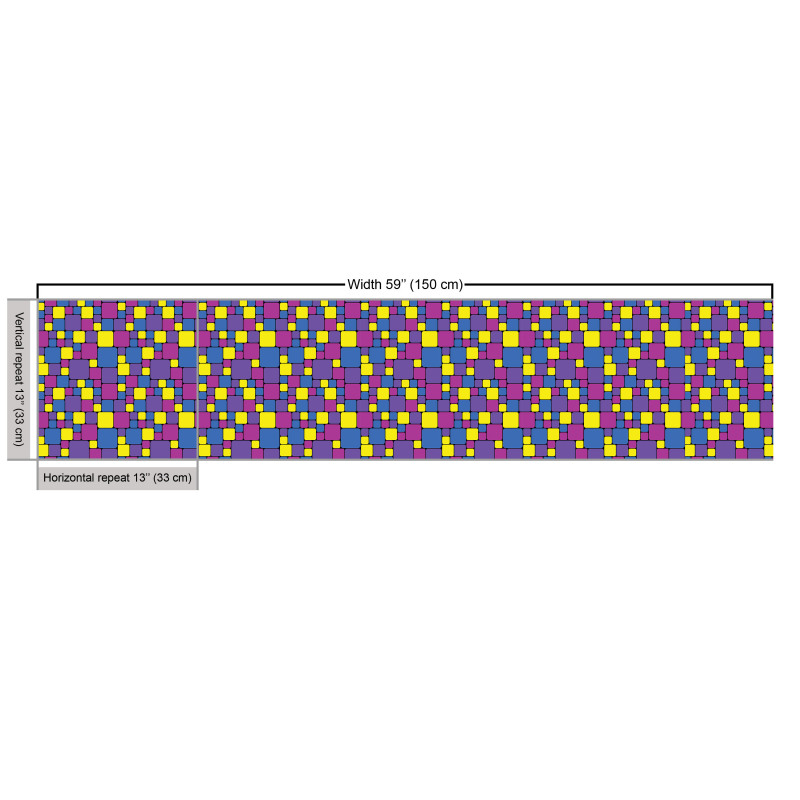 Geometrik Parça Kumaş Morlu Sarılı ve Mavili Kareler Desenli