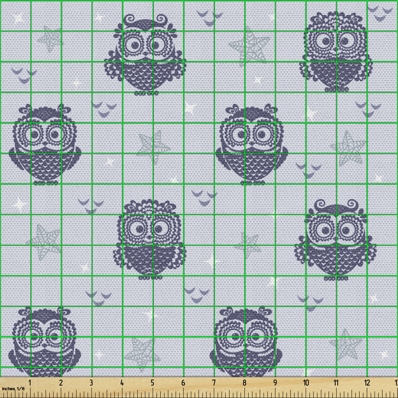 Kuşlar Parça Kumaş Lacivert Baykuş Desenleri Tekrarlı Dizayn