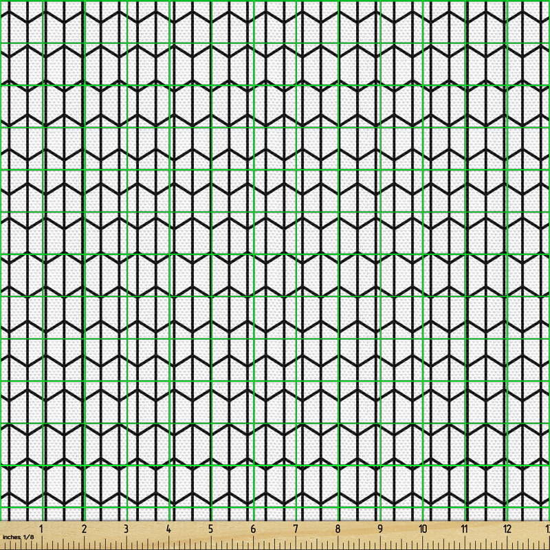 Geometrik Parça Kumaş İçinden Dikey Çizgiler Geçen Altıgenler