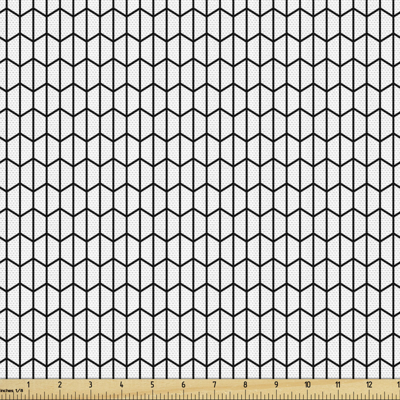 Geometrik Parça Kumaş İçinden Dikey Çizgiler Geçen Altıgenler