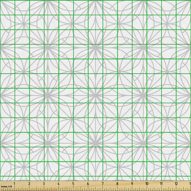 Sade Fon Parça Kumaş Beyaz Geometrik Desen