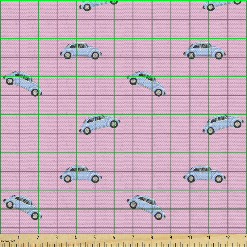 Otomobil Parça Kumaş Pembe Fonlu Klasik Araba