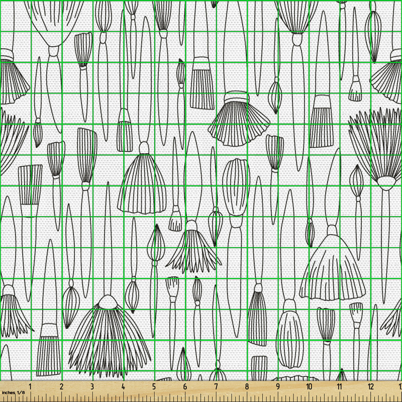 Siyah Beyaz Parça Kumaş Ressam Fırçaları Desenli