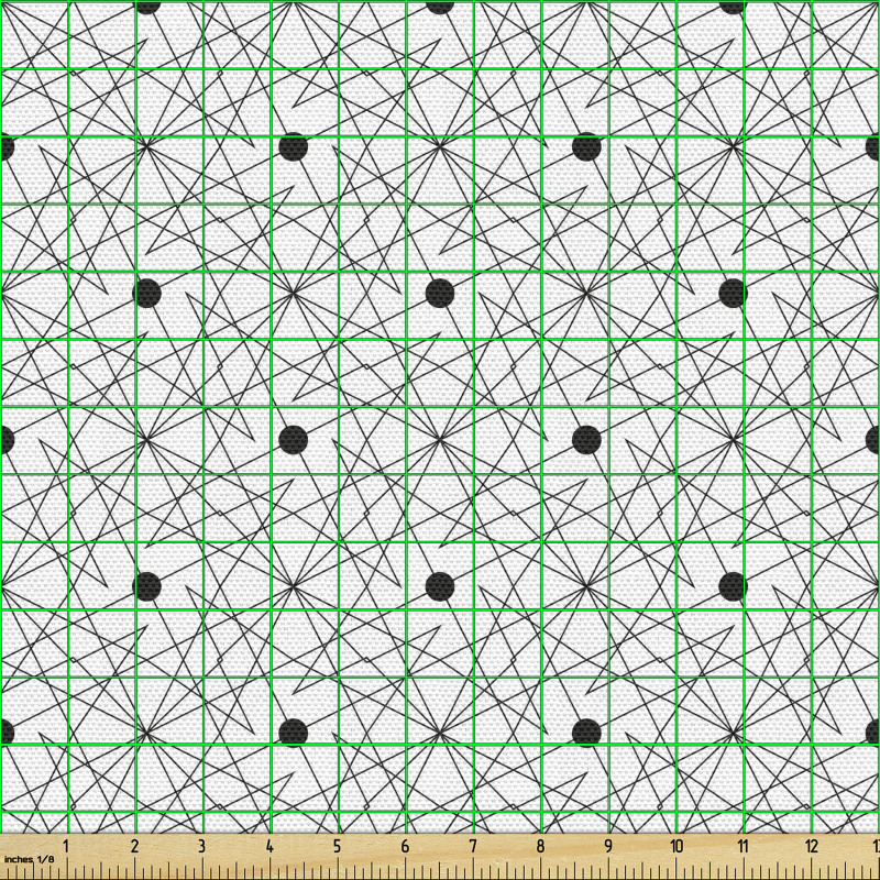 Geometrik Parça Kumaş Siyah Beyaz Sarmal Desenli