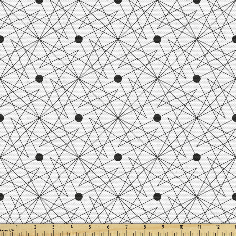 Geometrik Parça Kumaş Siyah Beyaz Sarmal Desenli