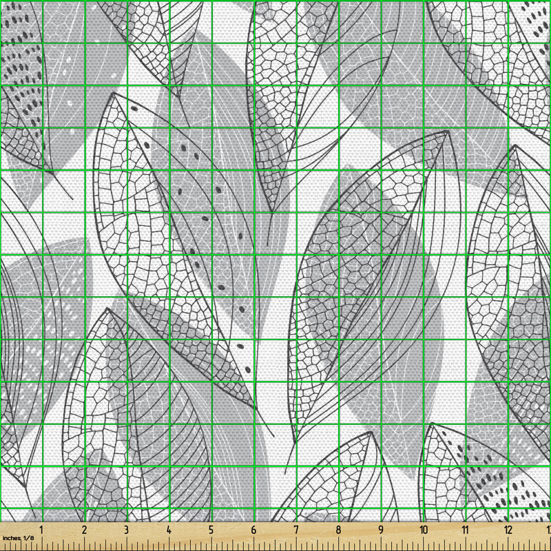 Botanik Parça Kumaş Gözenekleri Belirgin Gölgeli Yapraklar