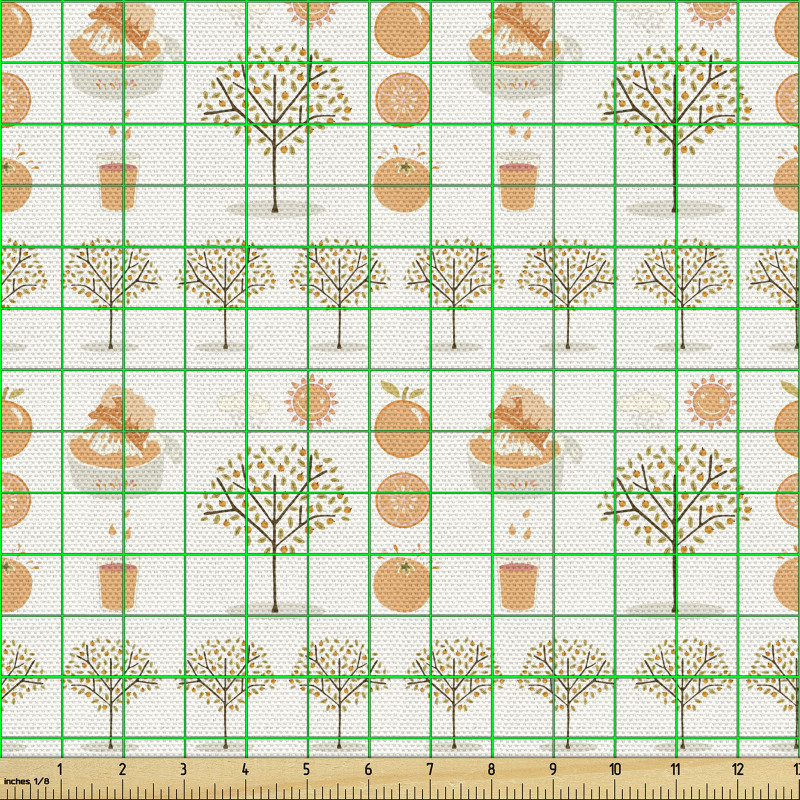 Doğa Parça Kumaş Portakal Bahçesindeki Ağaçlar Bitki Meyve