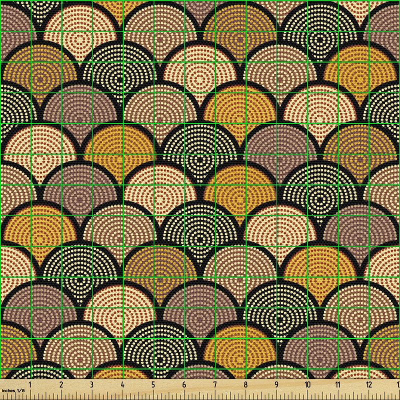 Geometrik Parça Kumaş Üst Üste Tekrarlanmış Etnik Yuvarlaklar