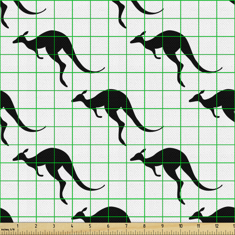 Hayvanlar Parça Kumaş Sade Fon Üzerinde Zıplayan Kangurular