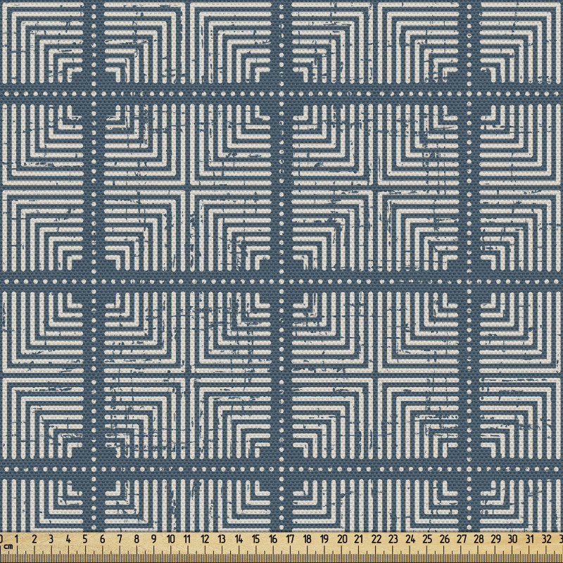 Geometrik Parça Kumaş İç İçe Eskitilmiş Çizgiler ve Kareler