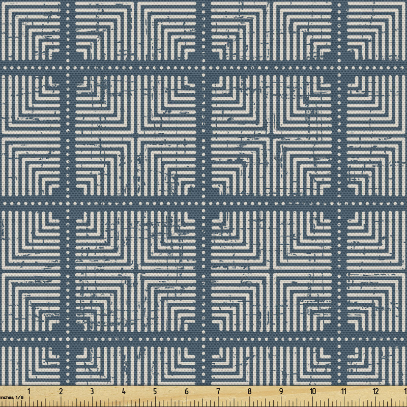 Geometrik Parça Kumaş İç İçe Eskitilmiş Çizgiler ve Kareler