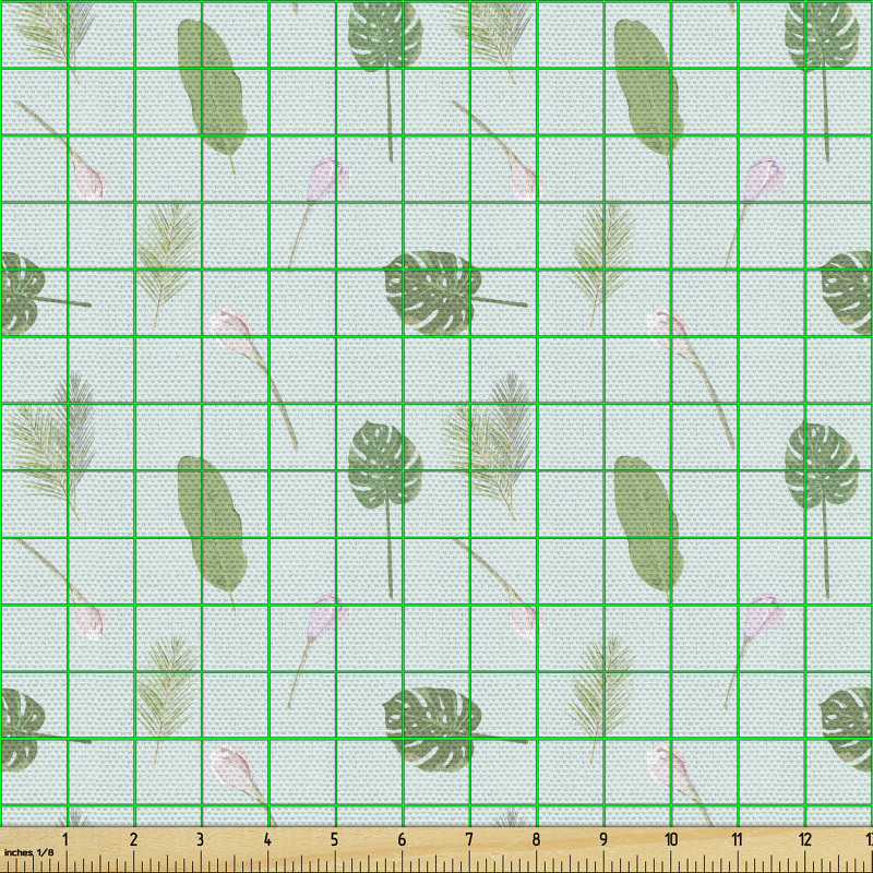 Floral Parça Kumaş Tropikal Bitkiler Desenli