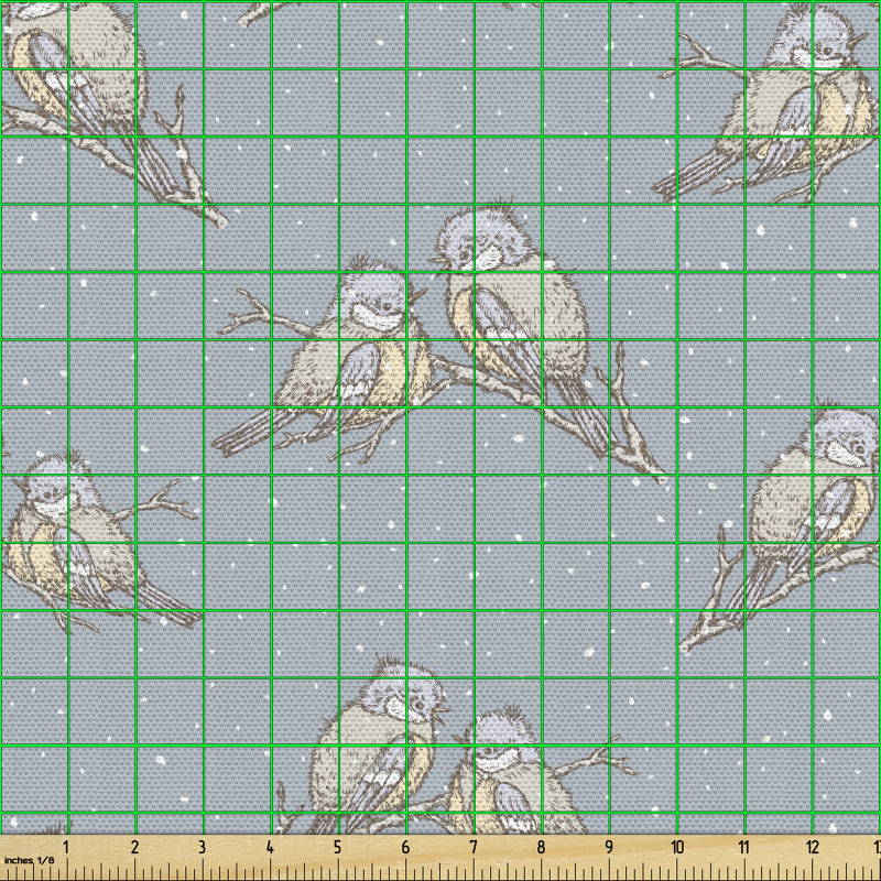 Hayvan Parça Kumaş Karlı Hava Üşüyen Kuşlar 