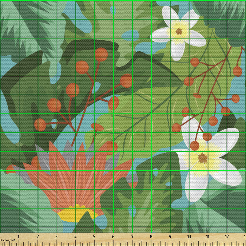 Tropikal Parça Kumaş Egzotik Orman Çiçekleri