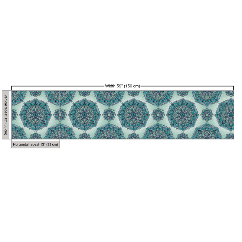 Etnik Parça Kumaş Mandala Görünümlü Mozaik Yuvarlak Bohem Stil