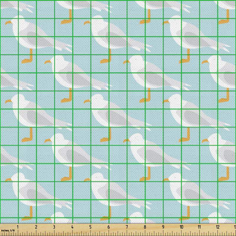 Kuş Parça Kumaş Simetrik Çapraz Stilde Martı Figürleri Desen