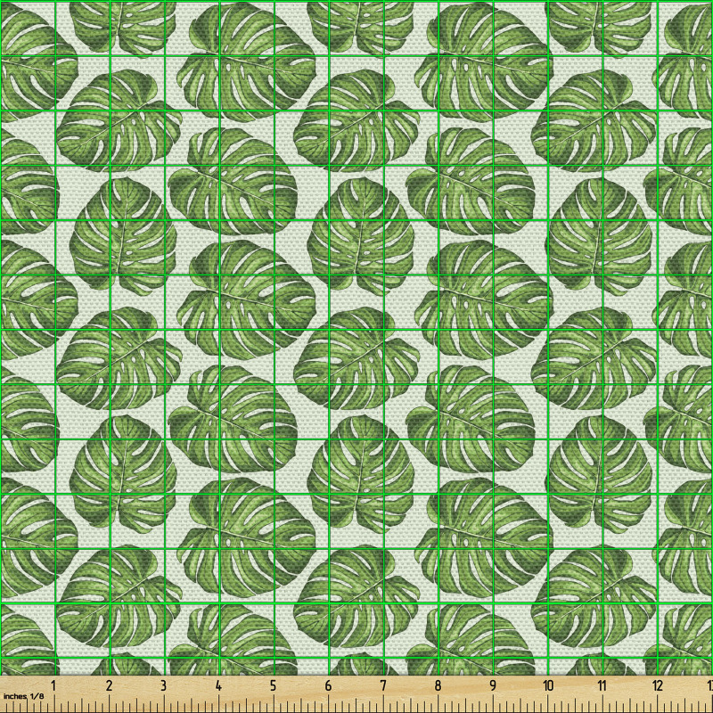 Tropikal Parça Kumaş Sade Arka Planda Devetabanı Yaprağı Deseni