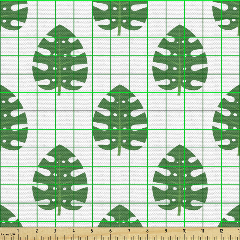 Tropikal Bitki Parça Kumaş Tekrarlı Devetabanı Yaprağı Deseni
