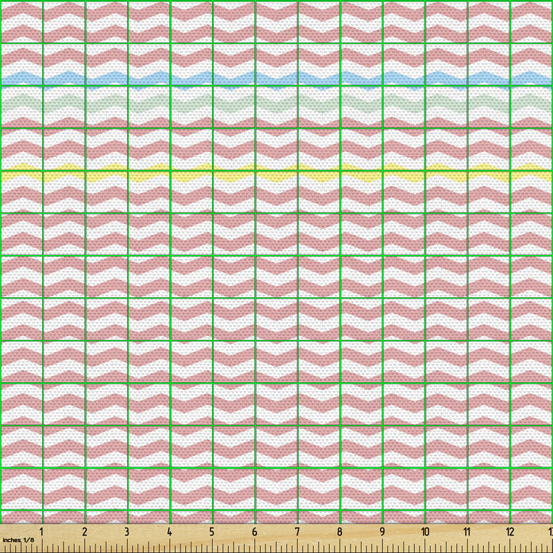 Zikzak Parça Kumaş Romantik Pastel Tekrarlı Dalgalı Çizgiler 