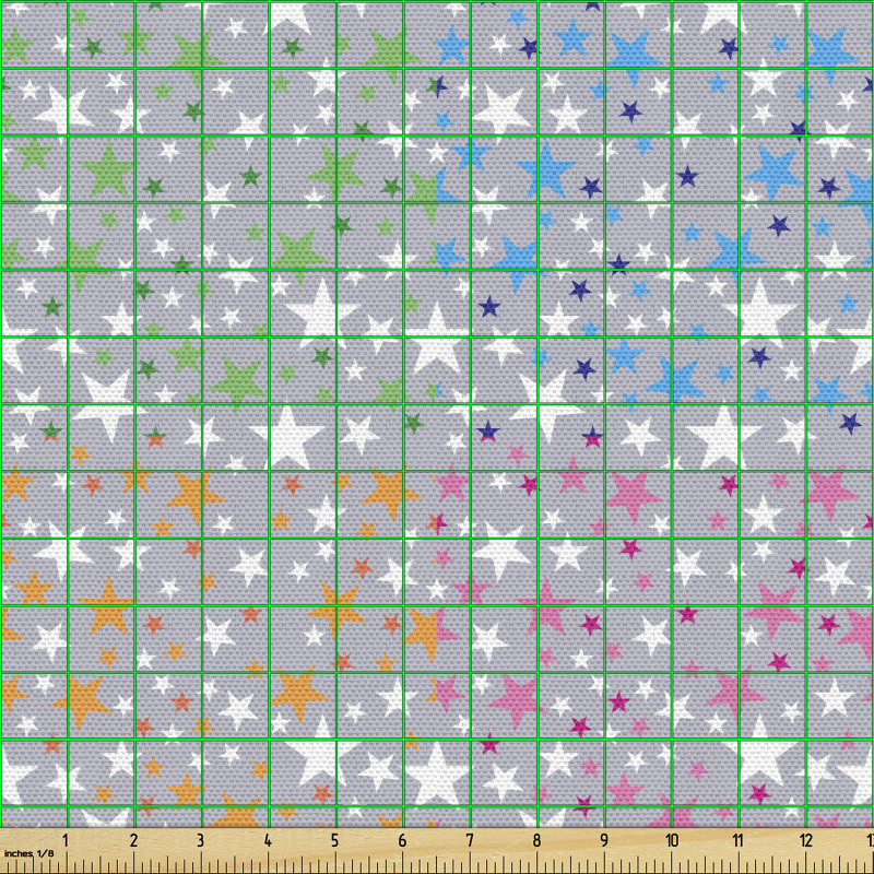 Yıldız Parça Kumaş Rengarenk Minimal Parıltılı Beşgen Şekiller