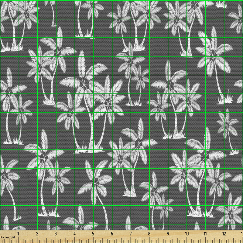 Tropik Parça Kumaş Akromatik Tonda Tekrarlı California Ağaçları