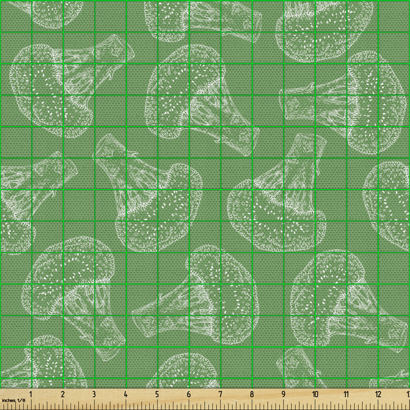 Sebze Parça Kumaş Soyut El Çizimli Tekrarlı Brokoli Dalları 