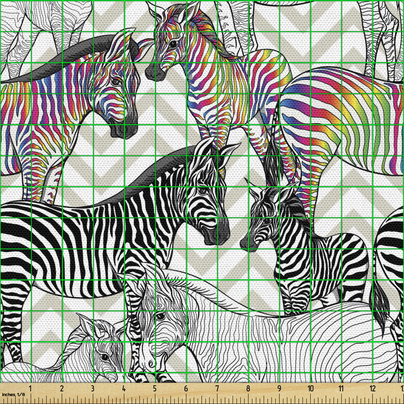Siluet Parça Kumaş Zikzak Zemin Üzerinde Şık Zebra Desenleri