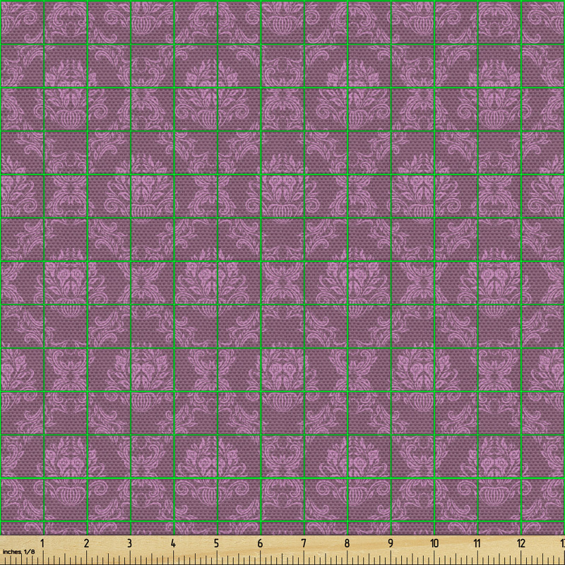 Damask Parça Kumaş Tekrarlı Minimal Barok Tarzında Çiçek Formu 