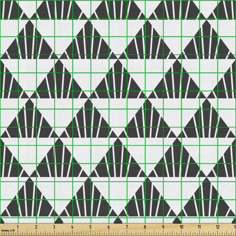 Geometrik Parça Kumaş Monokrom Tekrarlı Piramit Üçgenler Deseni