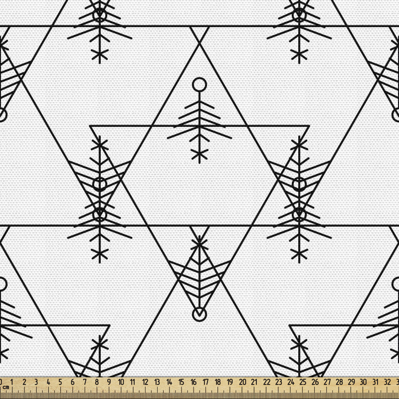 Geometrik Parça Kumaş Modern İnce Çizgili Ters Düz Üçgenler 