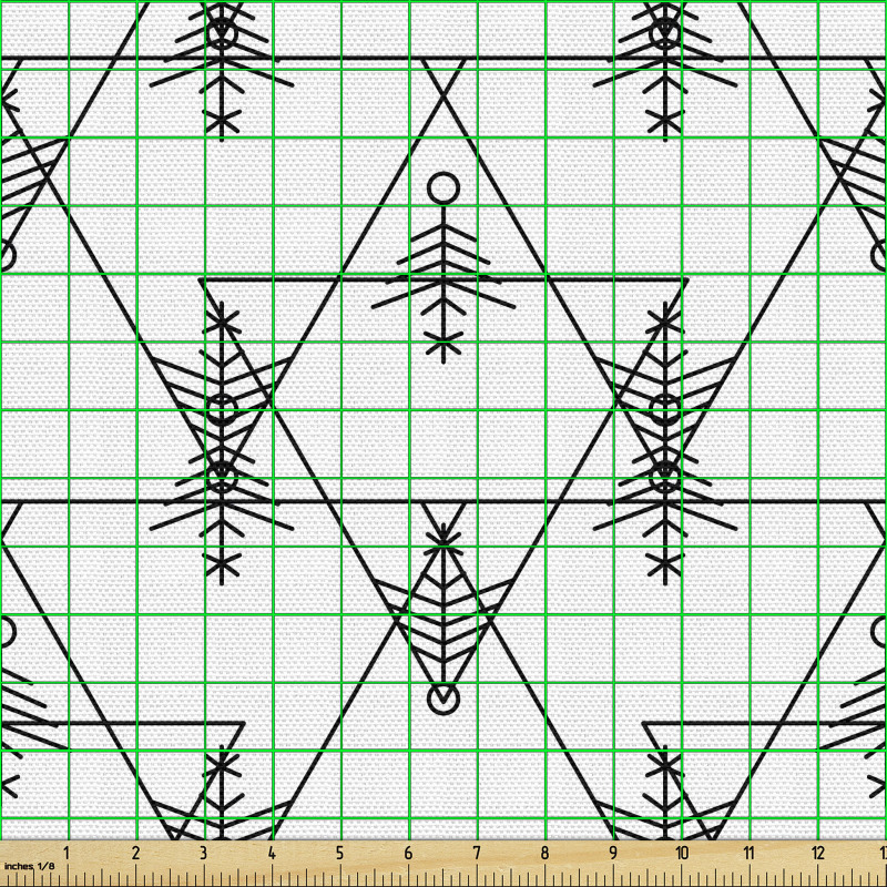 Geometrik Parça Kumaş Modern İnce Çizgili Ters Düz Üçgenler 