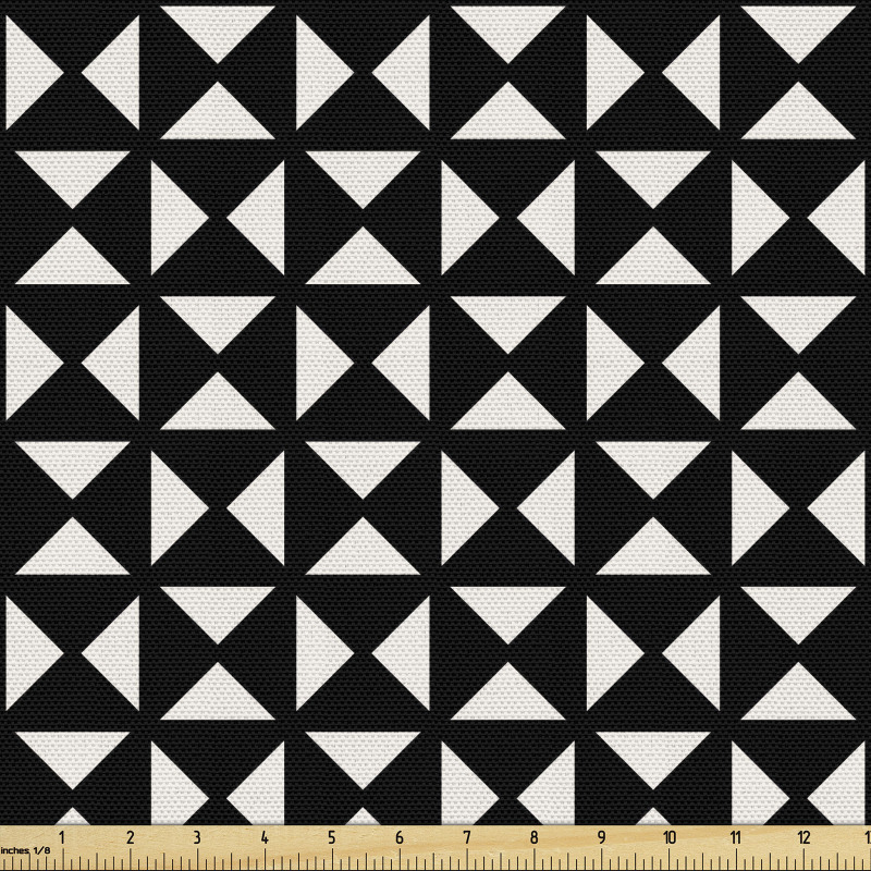 Geometrik Parça Kumaş Kare İçine Çizilmiş Ters Üçgenler Çizimi