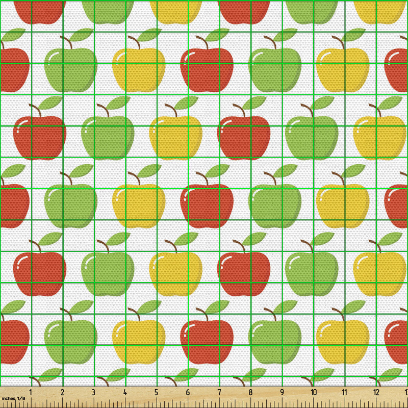 Meyve Parça Kumaş Minimal Rengarenk Kesintisiz Bahçe Elmaları