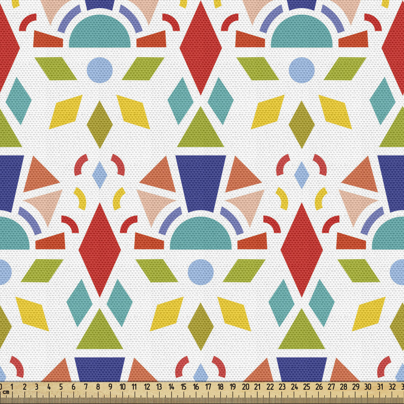 Geometrik Parça Kumaş Rengarenk Soyut Boyalı Mozaik Motifleri 