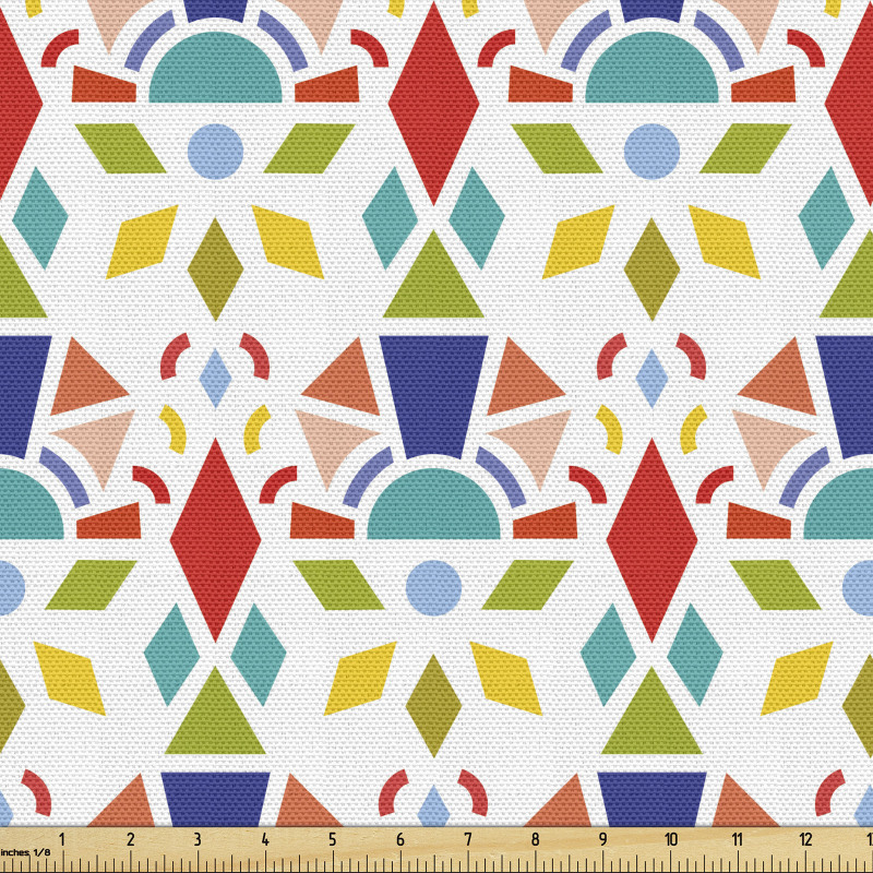 Geometrik Parça Kumaş Rengarenk Soyut Boyalı Mozaik Motifleri 
