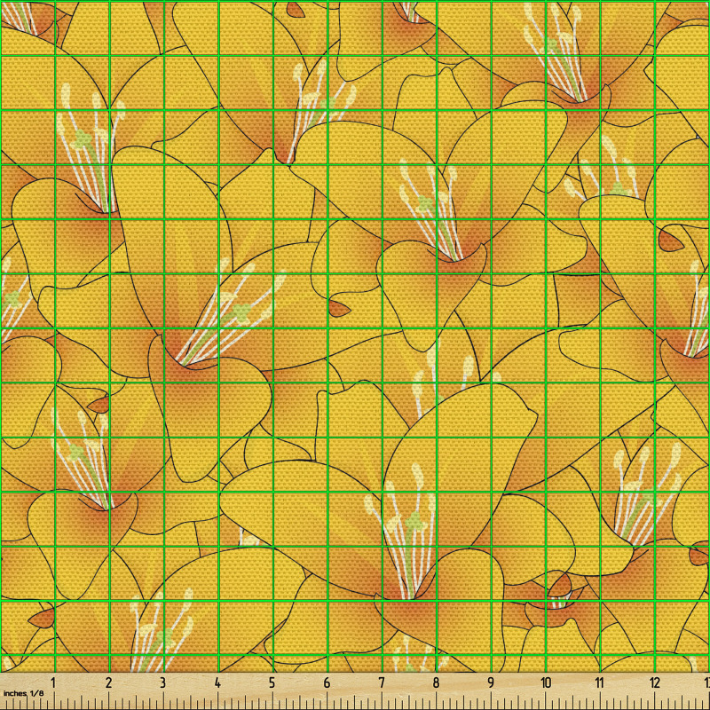 Floral Parça Kumaş Lilyum Çiçekleri Desenli
