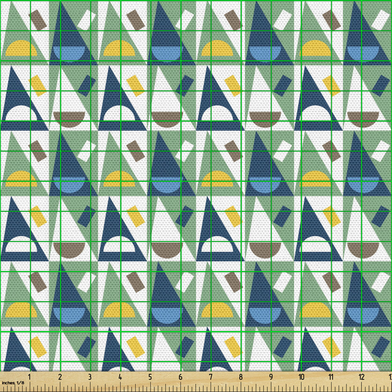 Geometrik Parça Kumaş Eğlenceli Çağdaş Tasarımlı Üçgen Motifler