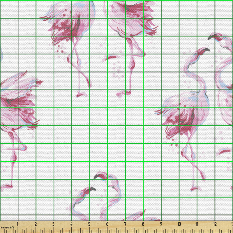 Kuş Parça Kumaş Modern Pastel Tonlu Suluboya Stili Flamingolar