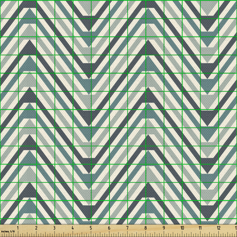 Geometrik Parça Kumaş Modern Renk Tonlarında Zikzaklı Çizgiler