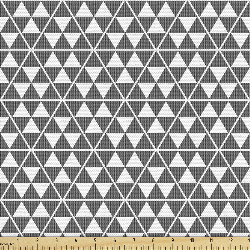 Geometrik Parça Kumaş Akromatik Tekrarlı Üçgenli Mozaik Desen