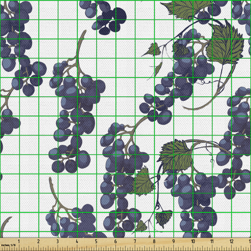 Botanik Parça Kumaş Renkli Bahçe Üzümü Meyvesi Bağları Tasarımı