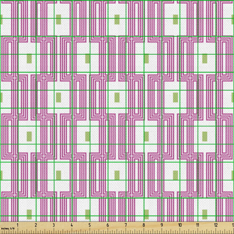 Geometrik Parça Kumaş Modern Sanatsal Tekrarlı Çizgili Kareler 