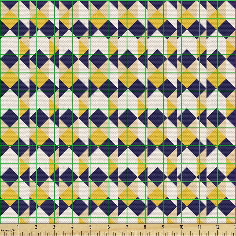 Mozaik Parça Kumaş Retro Geometrik Asimetrik Tekrarlı Üçgenler
