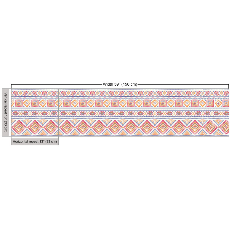 Bohem Parça Kumaş Pastel Tonda Geometrik Kilim Efektli Motifler