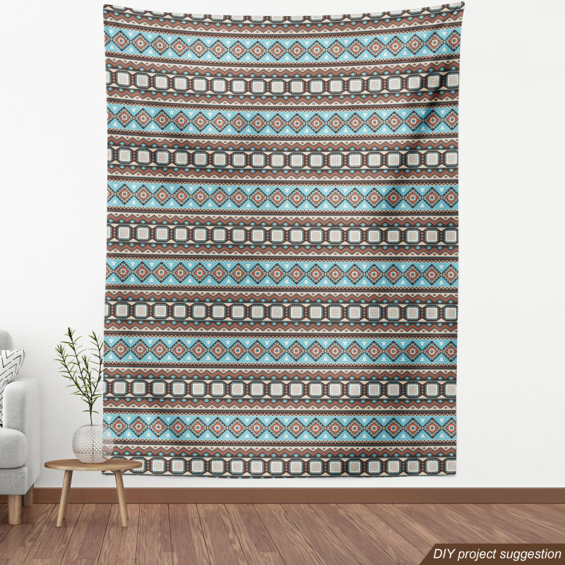 Bohem Parça Kumaş Dokuma Efektli Retro Tribal Geometrik Desen