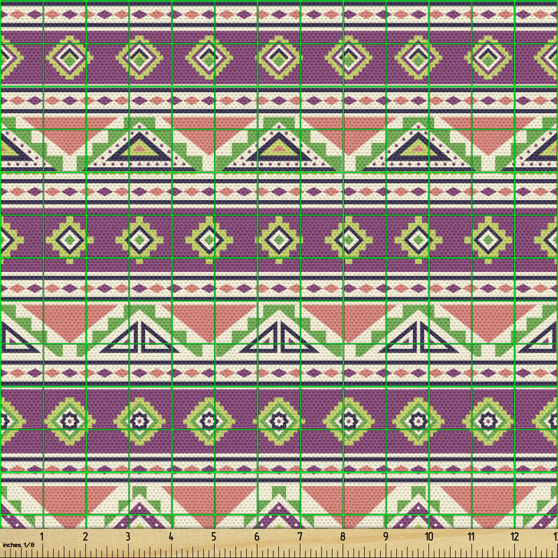 Bohem Parça Kumaş Dokuma Efektli Aztek Stil Geometrik Dizayn