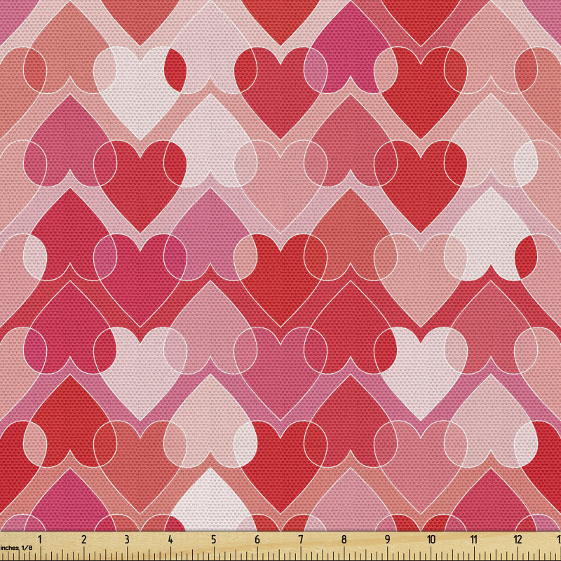 Sevgililer Günü Parça Kumaş Dijital Tasarımlı Romantik Kalpler