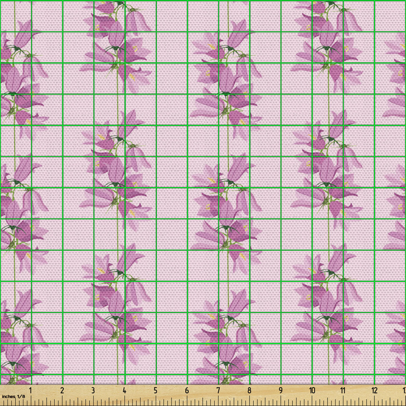 Romantik Parça Kumaş Düz Dallarda Tekrarlı Çan Çiçekleri Deseni