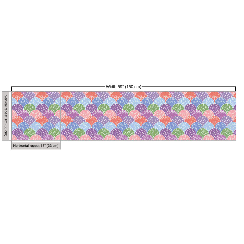 Geometrik Parça Kumaş Rengarenk Balık Pulu Esintili Süslü Desen